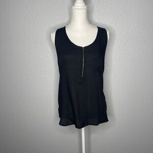 Pleione Black tank top with zipper detail